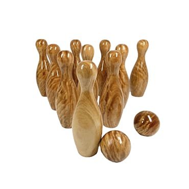 Antique wooden bowling set