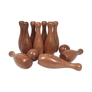 small wooden bowling set