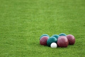 Bocce balls on yard