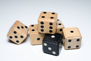 white and black wooden dice