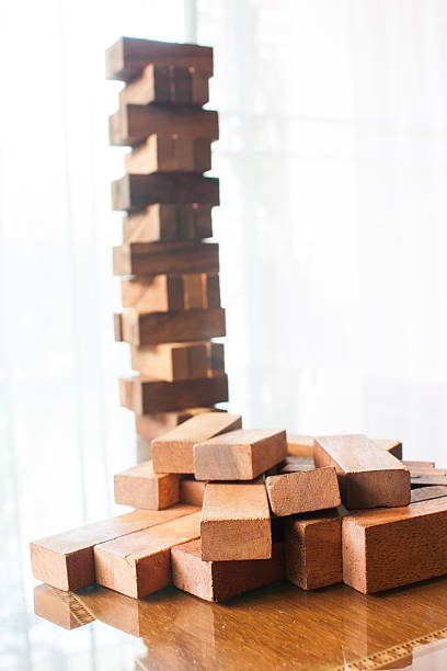 Wood block tower game