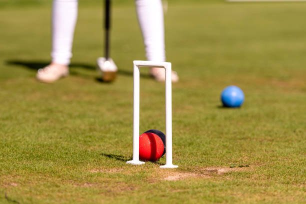 playing croquet on a lawn