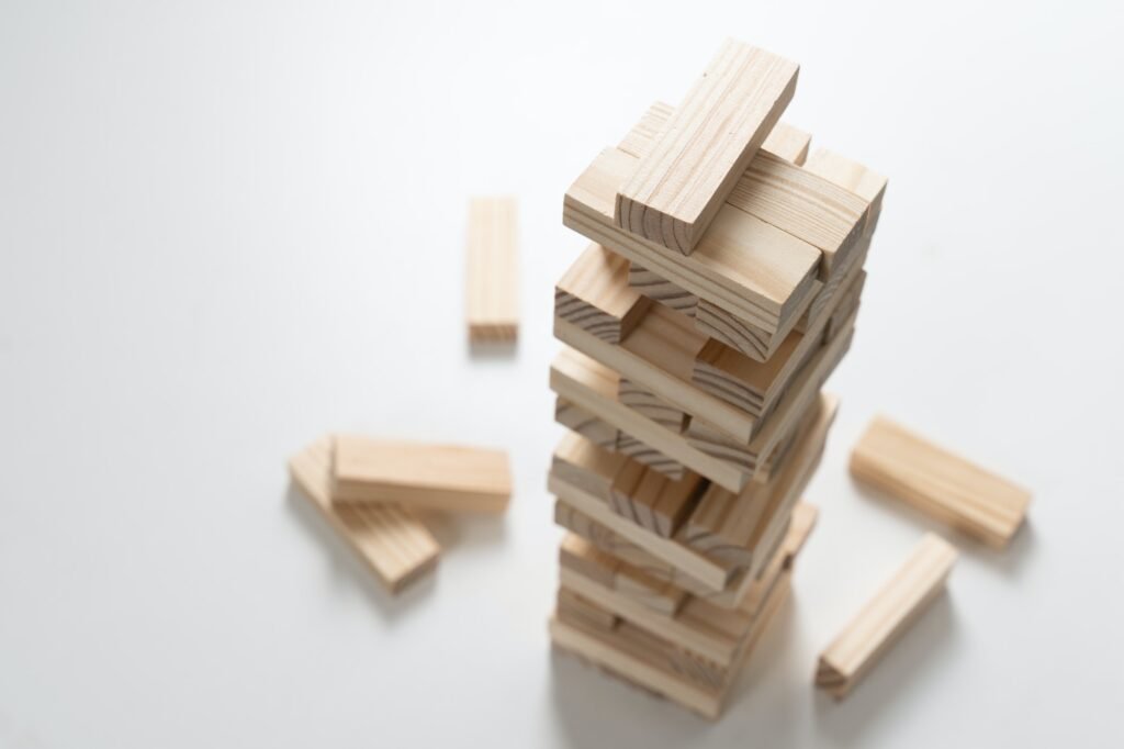 Closeup wood blocks stack game