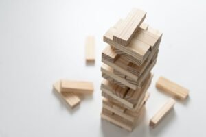 Closeup wood blocks stack game