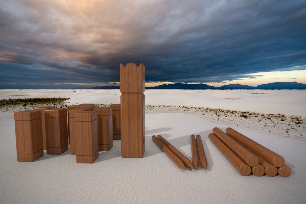 Wooden Kubb Game at the sea