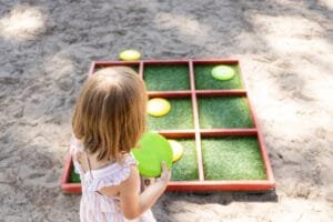 girl playing the garden game