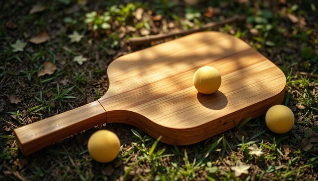 a wooden pickleball game